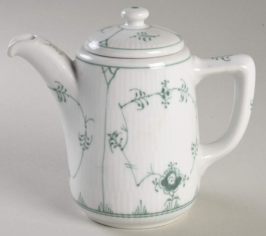 Green Fluted Individual Teapot & Lid by Royal Copenhagen-1