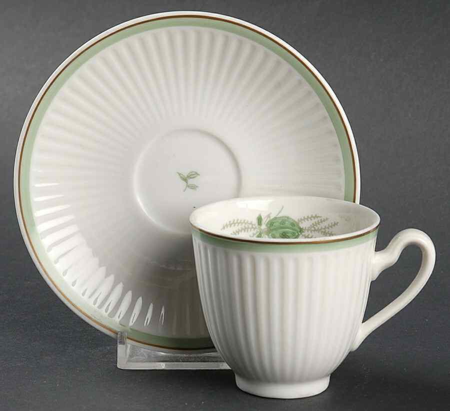 Green Melodi Footed Demitasse Cup & Saucer Set by Royal Copenhagen-1