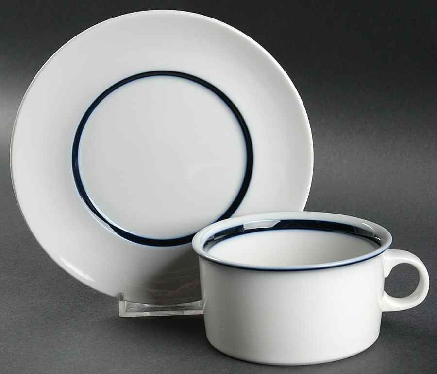 Indigo Flat Cup & Saucer Set by Royal Copenhagen-1