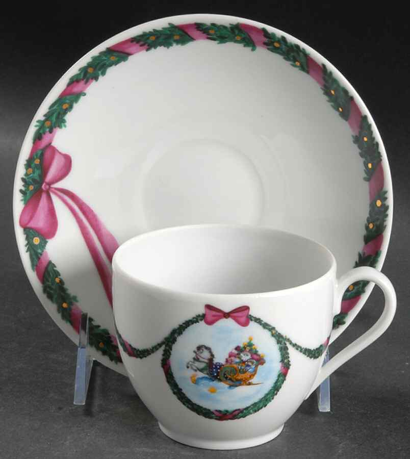 Jingle Bells Flat Cup & Saucer Set by Royal Copenhagen-1
