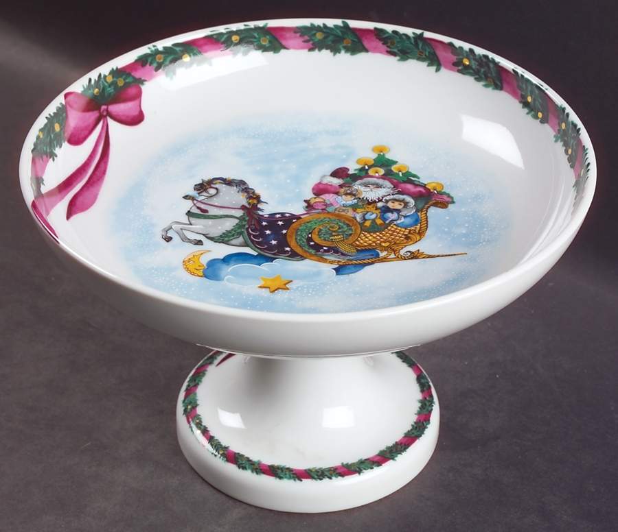 Jingle Bells 8" Diameter Pedestal Cake Stand by Royal Copenhagen-1