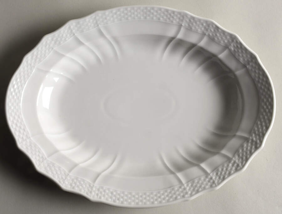Josephine White 12" Oval Serving Platter by Royal Copenhagen-1