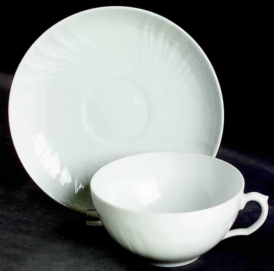Josephine White Flat Cup & Saucer Set by Royal Copenhagen-1