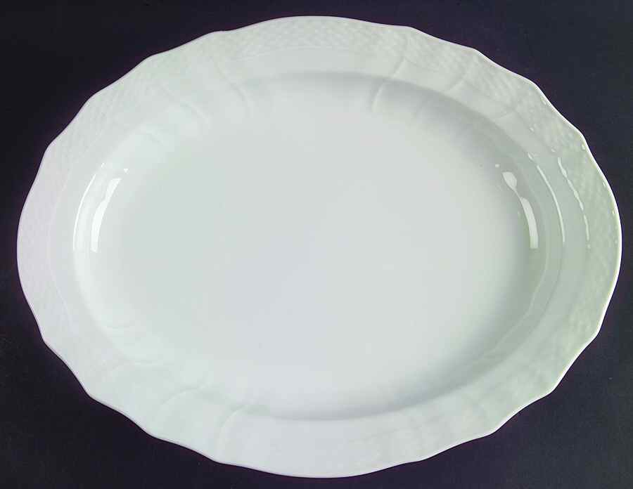 Josephine White 14" Oval Serving Platter by Royal Copenhagen-1