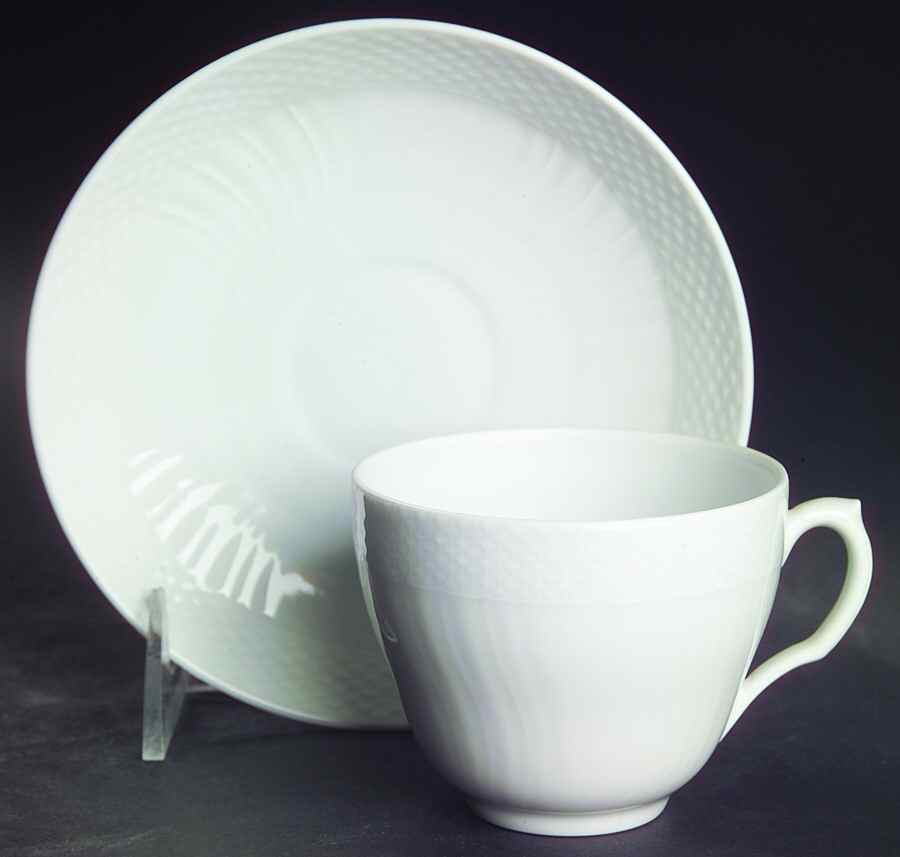 Josephine White Flat Cup & Saucer Set by Royal Copenhagen-1