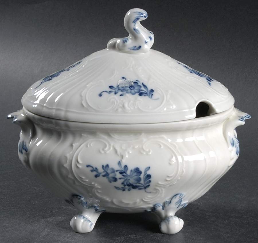 Juliane Marie Blue Gravy Boat & Lid by Royal Copenhagen-1