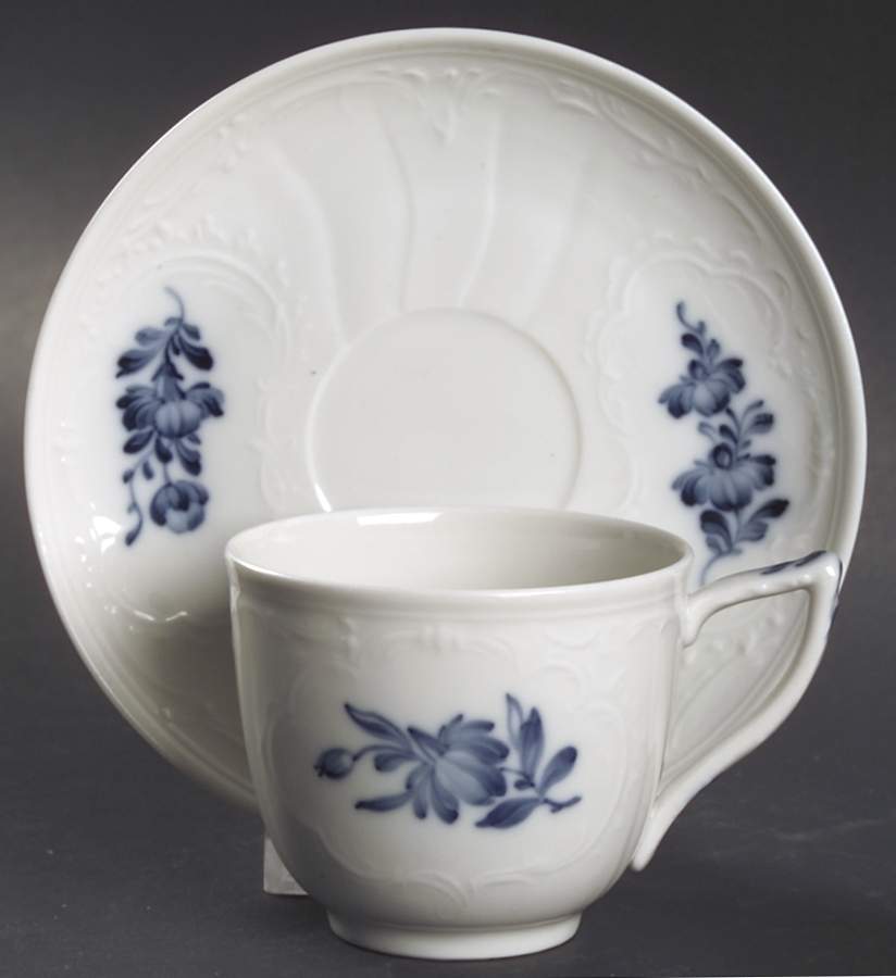 Juliane Marie Blue Flat Demitasse Cup & Saucer Set by Royal Copenhagen-1