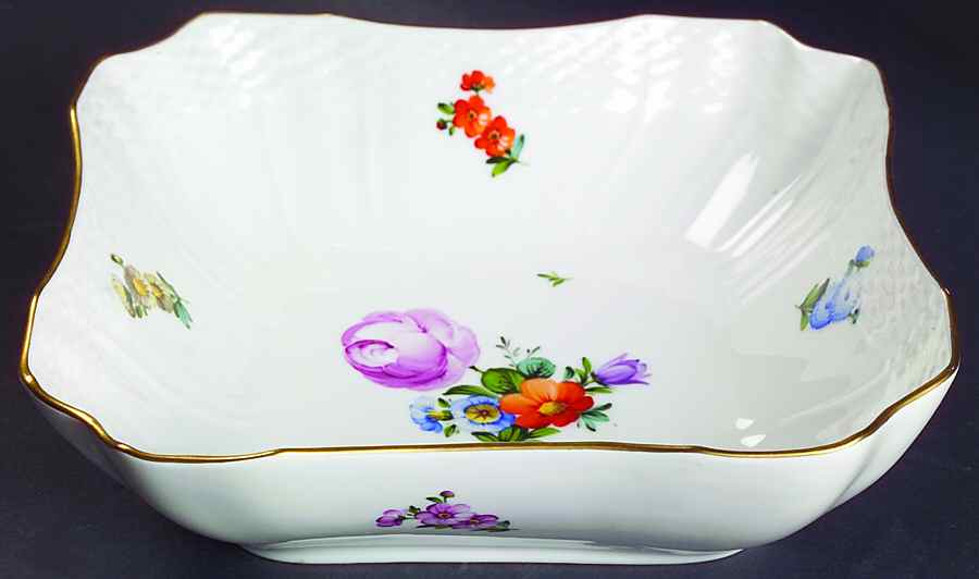 Light Saxon Flower 8" Square Vegetable Bowl by Royal Copenhagen-1