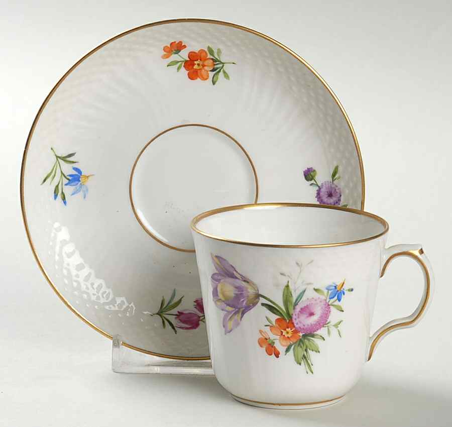 Light Saxon Flower Flat Demitasse Cup & Saucer Set by Royal Copenhagen-1