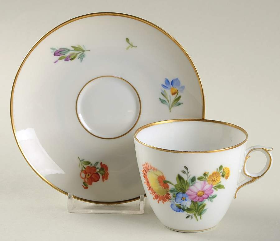 Light Saxon Flower Flat Demitasse Cup & Saucer Set by Royal Copenhagen-1