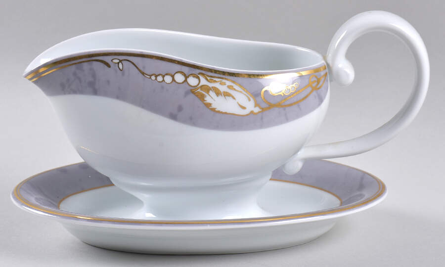 Magnolia Blue Gravy Boat with Attached Underplate by Royal Copenhagen-1