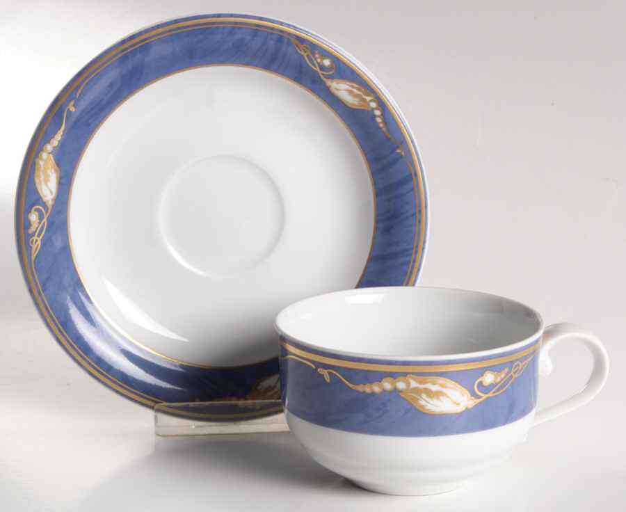 Magnolia Blue Flat Cup & Saucer Set by Royal Copenhagen-1