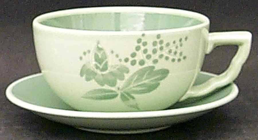 Nils Green Flat Cup & Saucer Set by Royal Copenhagen-1
