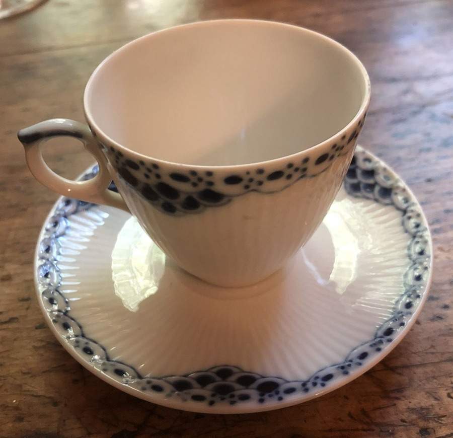 Princess Blue Flat Demitasse Cup & Saucer Set by Royal Copenhagen-1