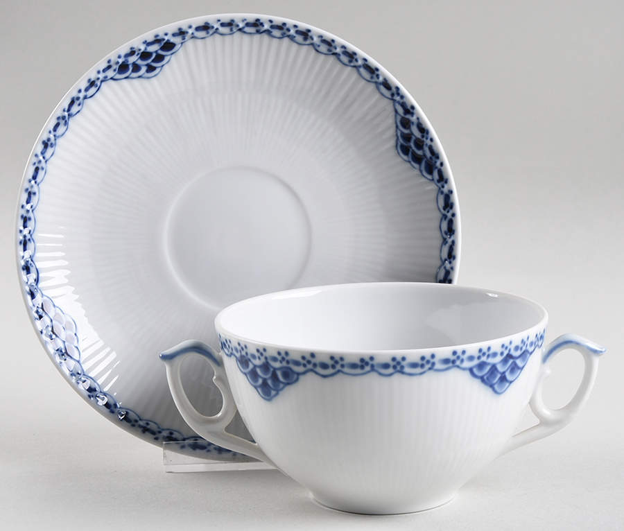 Princess Blue Cream Soup Bowl & Saucer Set by Royal Copenhagen-1