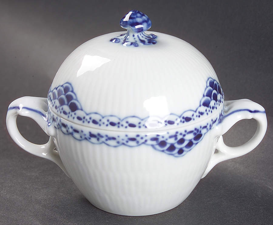 Princess Blue Sugar Bowl & Lid by Royal Copenhagen-1