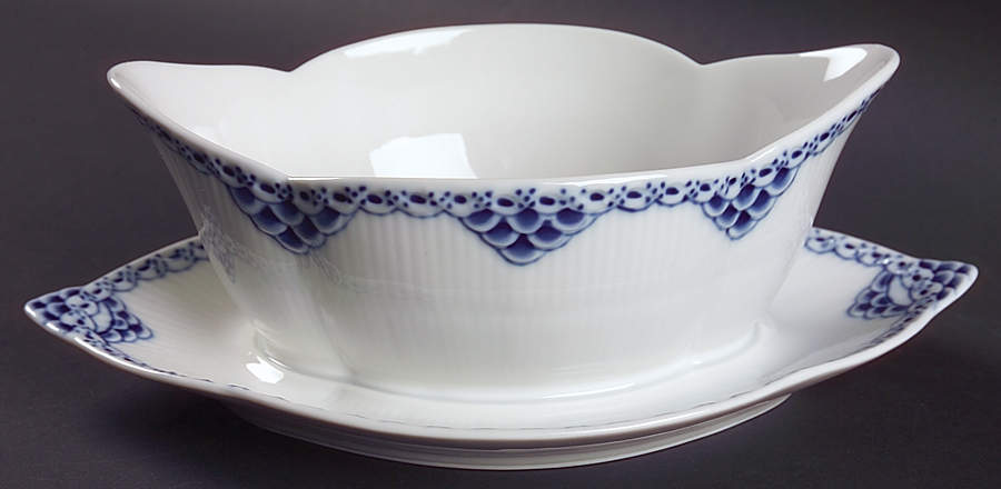 Princess Blue Gravy Boat with Attached Underplate by Royal Copenhagen-1