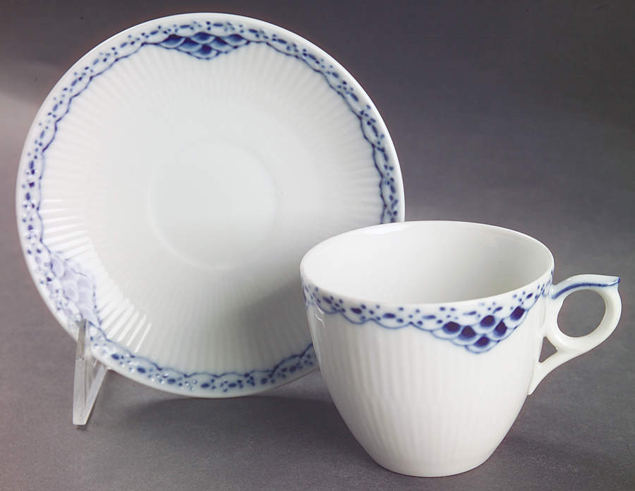 Princess Blue Flat Cup & Saucer Set by Royal Copenhagen-1