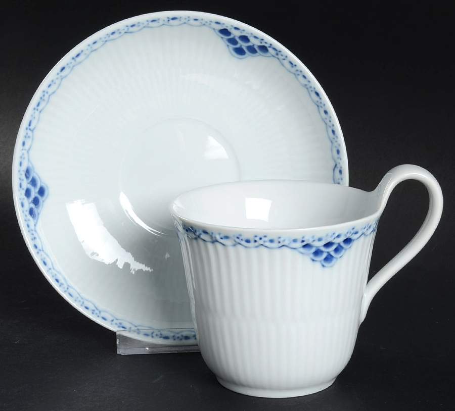Princess Blue Flat Cup & Saucer Set by Royal Copenhagen-1