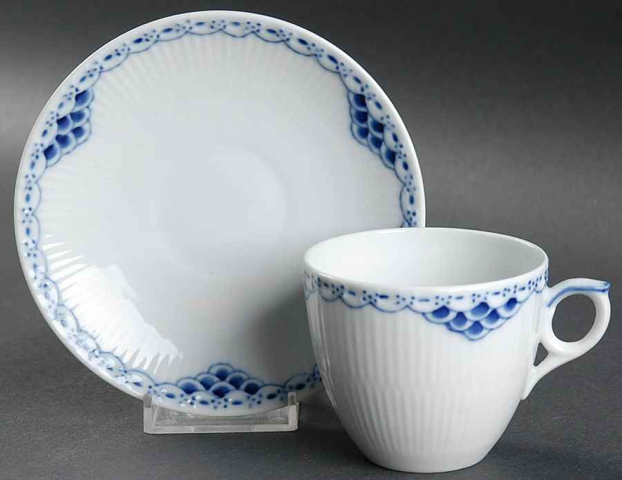 Princess Blue Flat Cup & Saucer Set by Royal Copenhagen-1