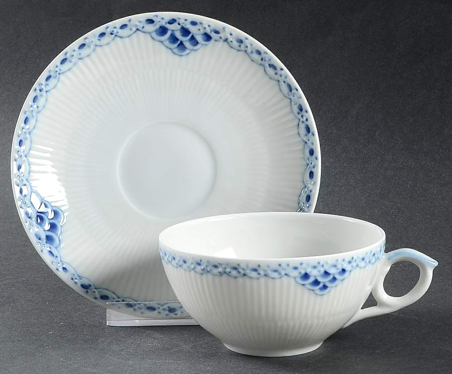 Princess Blue Flat Cup & Saucer Set by Royal Copenhagen-1