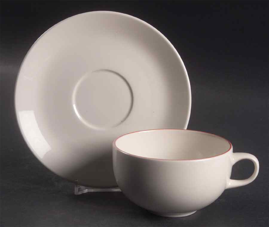 Red Line Flat Cup & Saucer Set by Royal Copenhagen-1