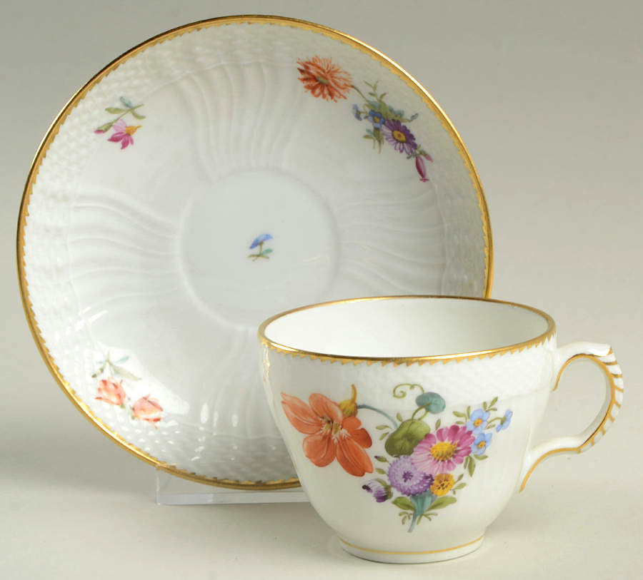 Saxon Flower (1221) Flat Cup & Saucer Set by Royal Copenhagen-1