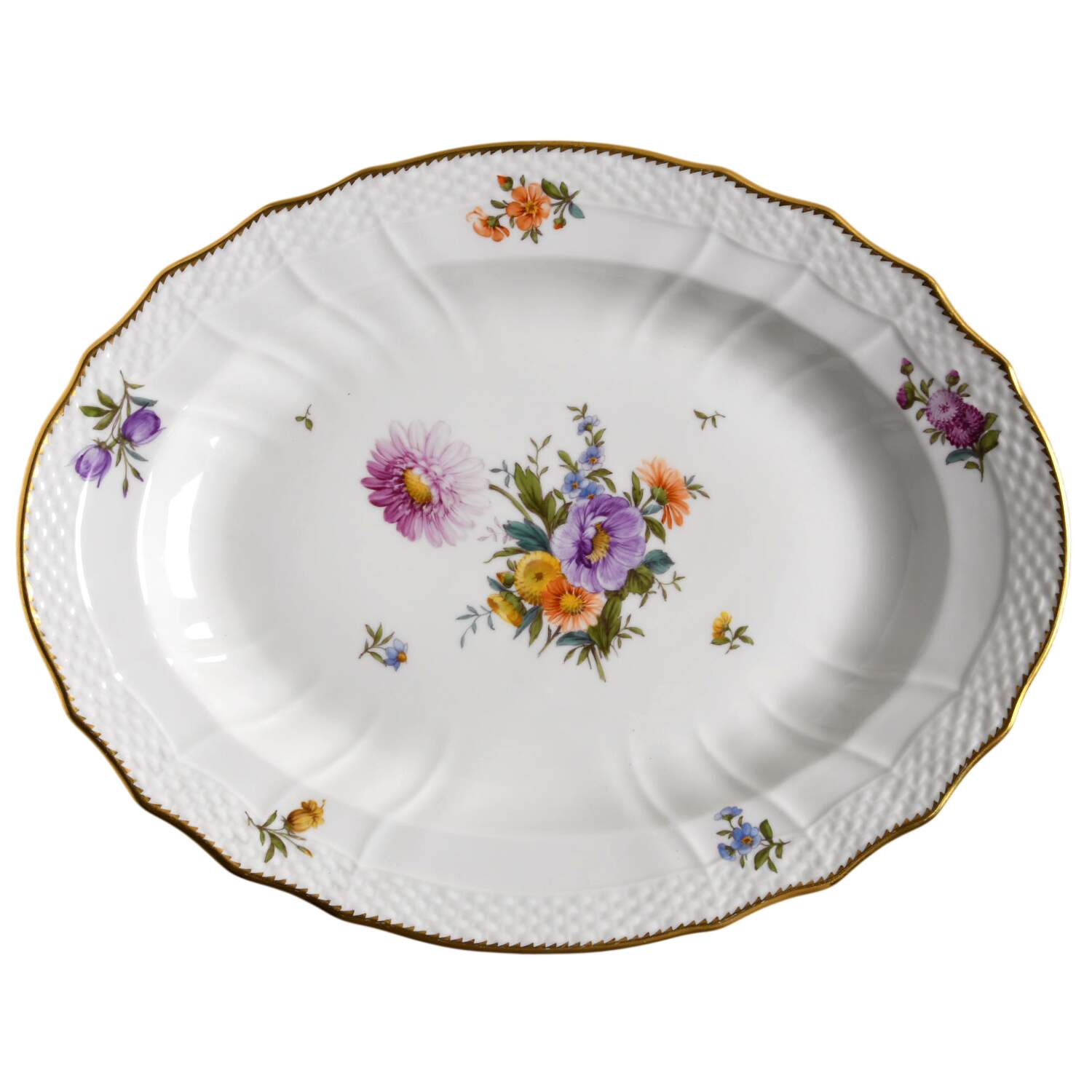 Saxon Flower (1221) 12" Oval Serving Platter by Royal Copenhagen-1