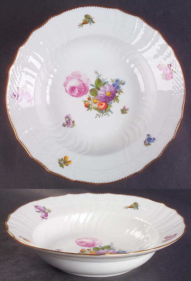 Saxon Flower (1221) Large Rim Soup Bowl by Royal Copenhagen-1