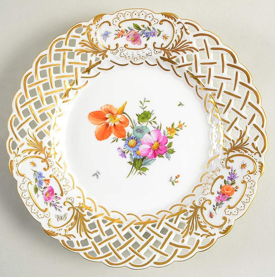 Saxon Flower (1221) Pierced Edge Luncheon Plate by Royal Copenhagen-1