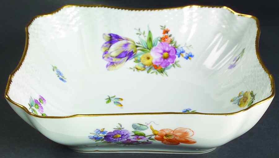 Saxon Flower (1221) 7" Square Vegetable Bowl by Royal Copenhagen-1