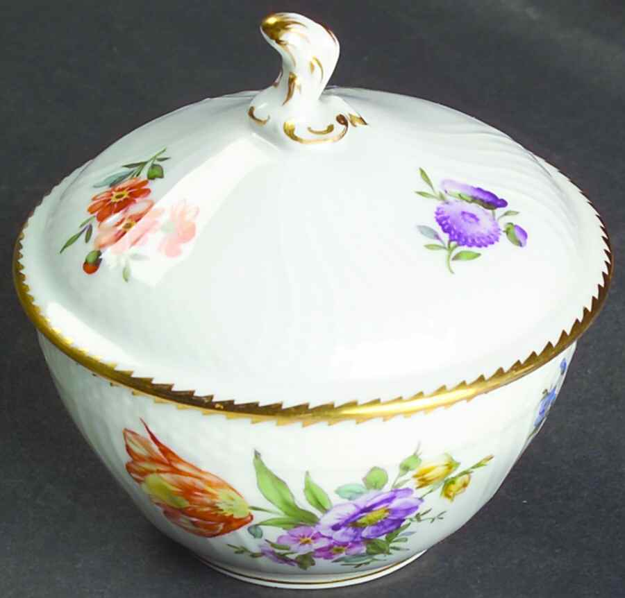 Saxon Flower (1221) Mini Sugar Bowl & Lid by Royal Copenhagen-1