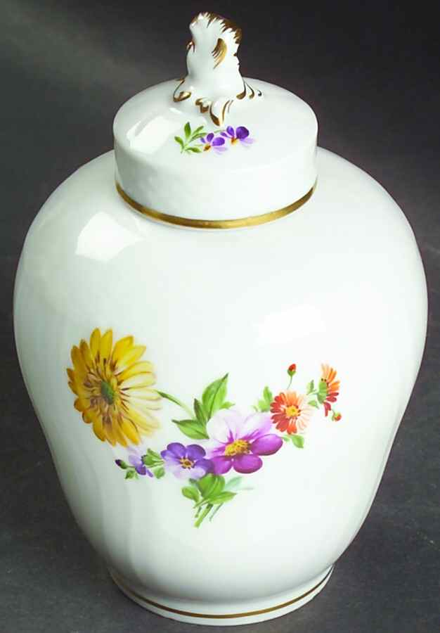 Saxon Flower (1221) Tea Caddy & Lid by Royal Copenhagen-1
