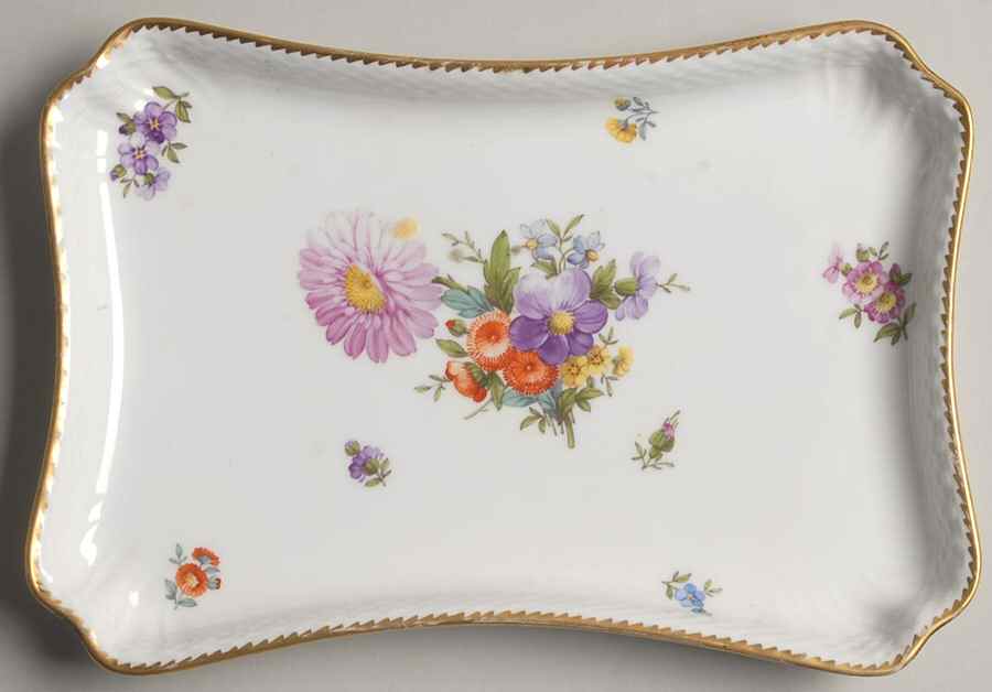 Saxon Flower (1221) Tray for Creamer & Sugar with Lid by Royal Copenhagen-1