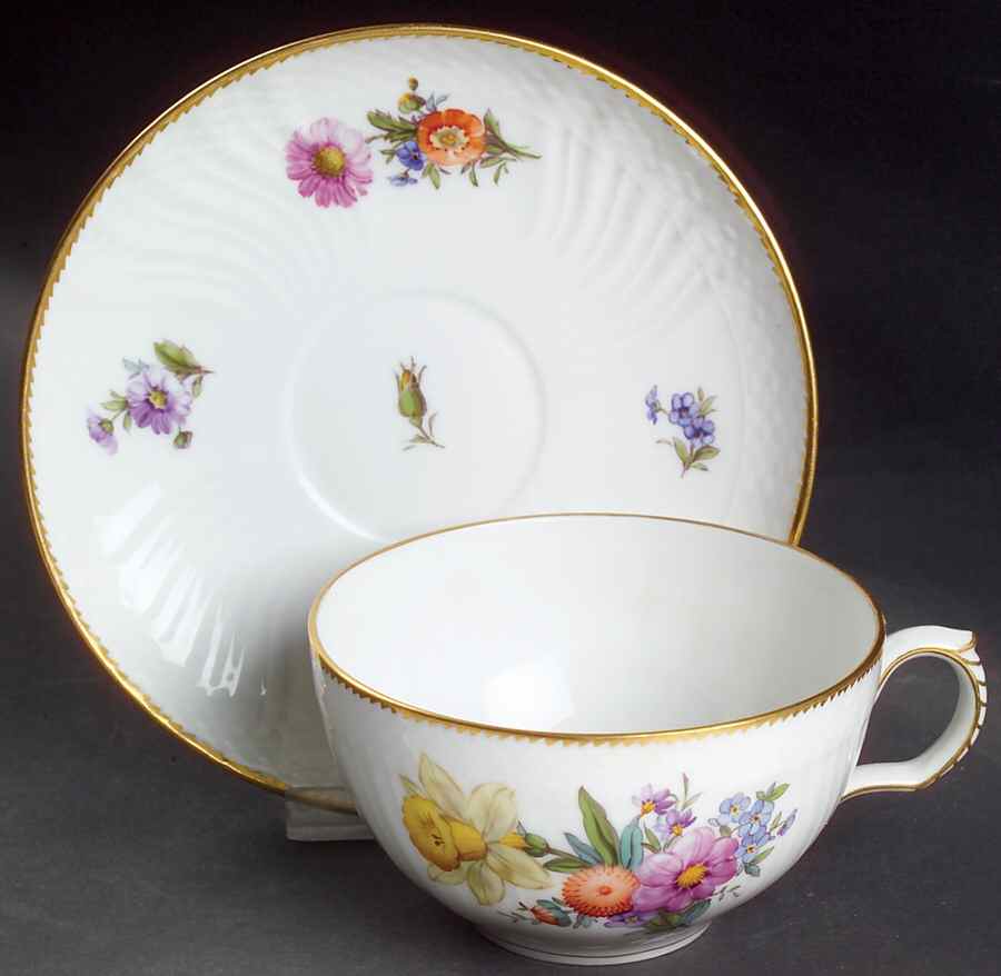 Saxon Flower (1221) Breakfast Cup & Saucer Set by Royal Copenhagen-1