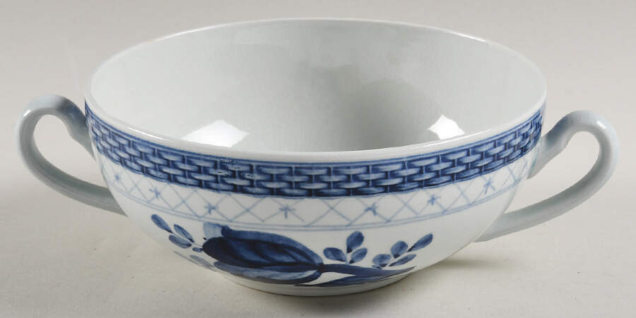 Tranquebar Blue (Rim, Wide Lattice Band) Flat Cream Soup Bowl by Royal Copenhagen-1