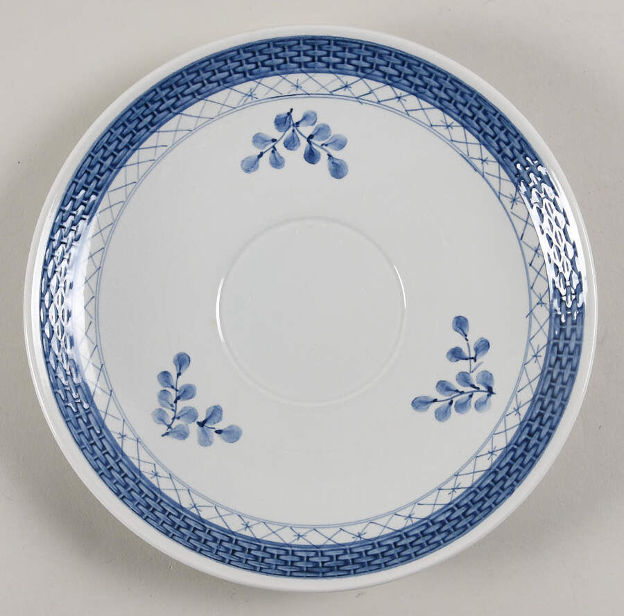 Tranquebar Blue (Rim, Wide Lattice Band) Saucer for Cream Soup Bowl by Royal Copenhagen-1