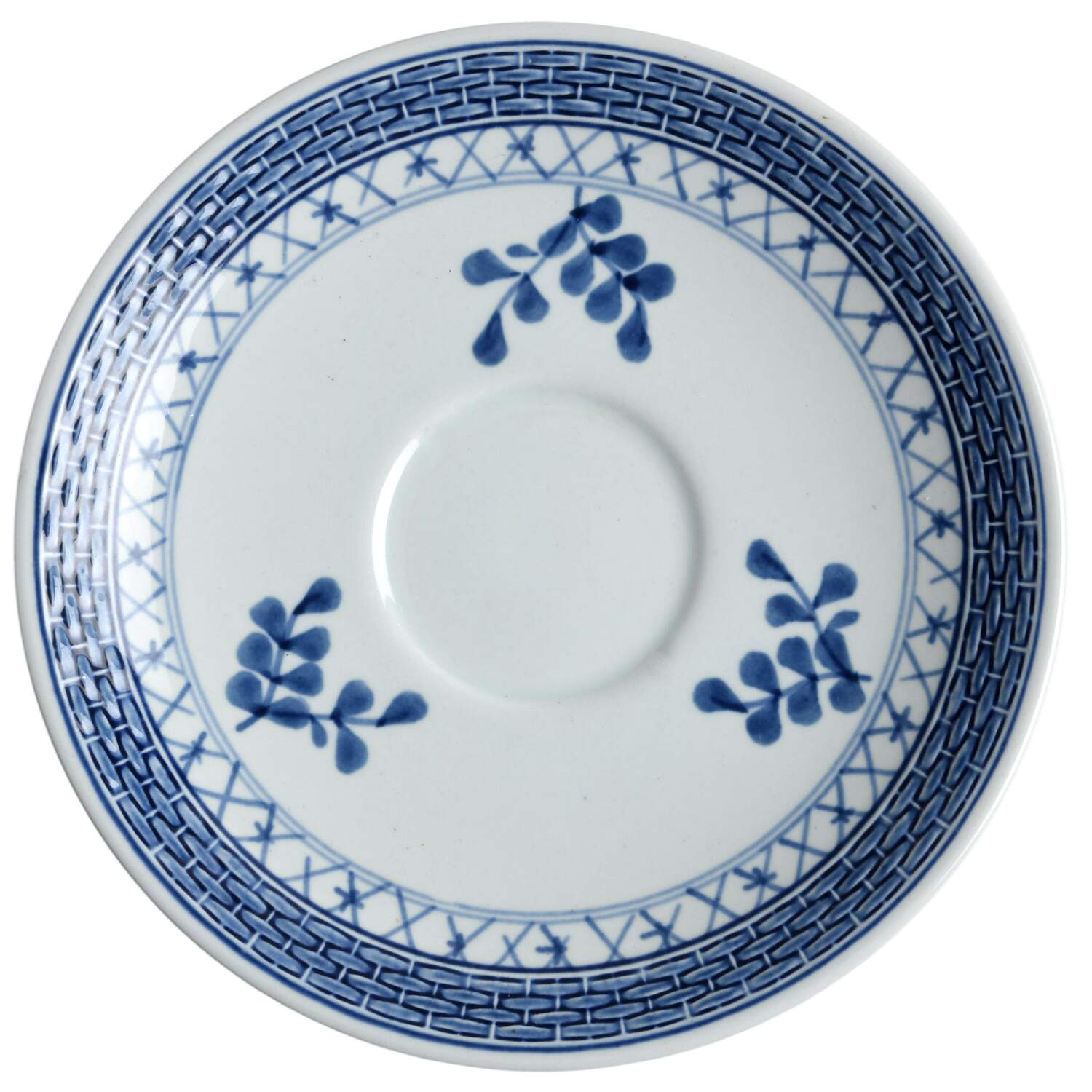 Tranquebar Blue (Rim, Wide Lattice Band) Saucer for Flat Cup by Royal Copenhagen-1