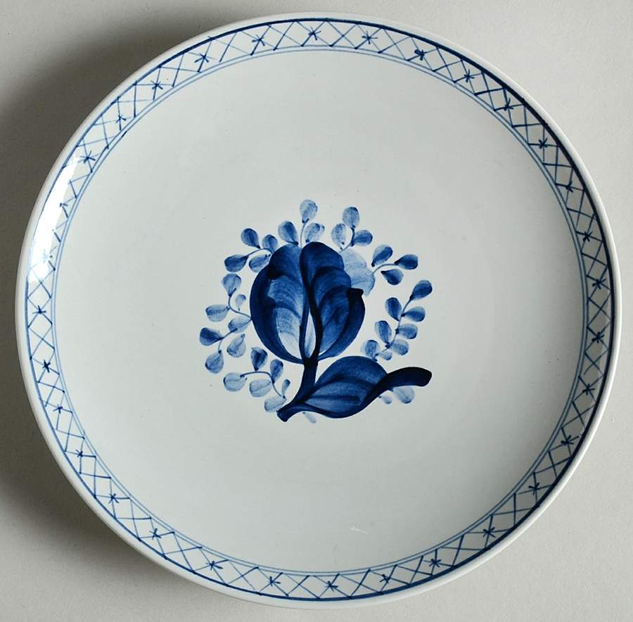 Tranquebar Blue (Rim, Narrow Lattice Band) Coupe Bread & Butter Plate by Royal Copenhagen-1