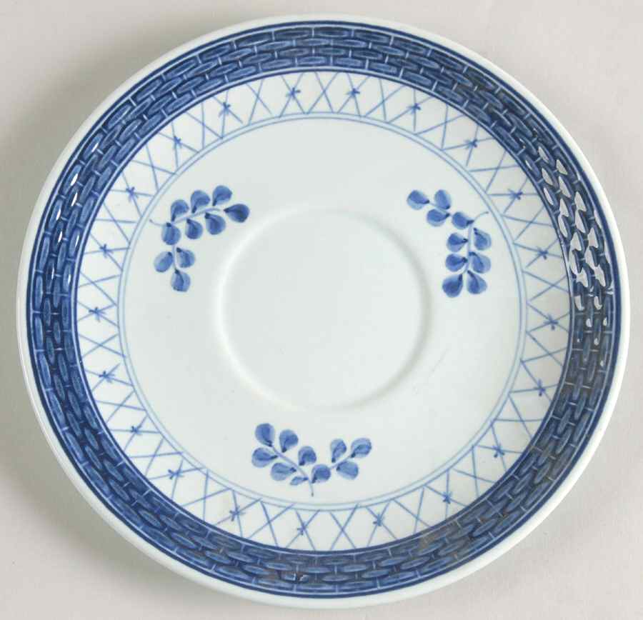 Tranquebar Blue (Rim, Wide Lattice Band) Saucer for Flat Cup by Royal Copenhagen-1