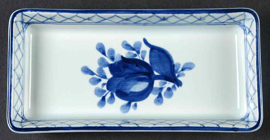 Tranquebar Blue (Rim, Wide Lattice Band) Pickle Dish by Royal Copenhagen-1
