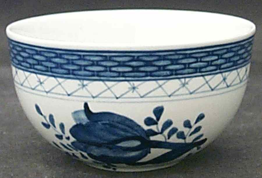 Tranquebar Blue (Rim, Wide Lattice Band) Open Sugar Bowl by Royal Copenhagen-1
