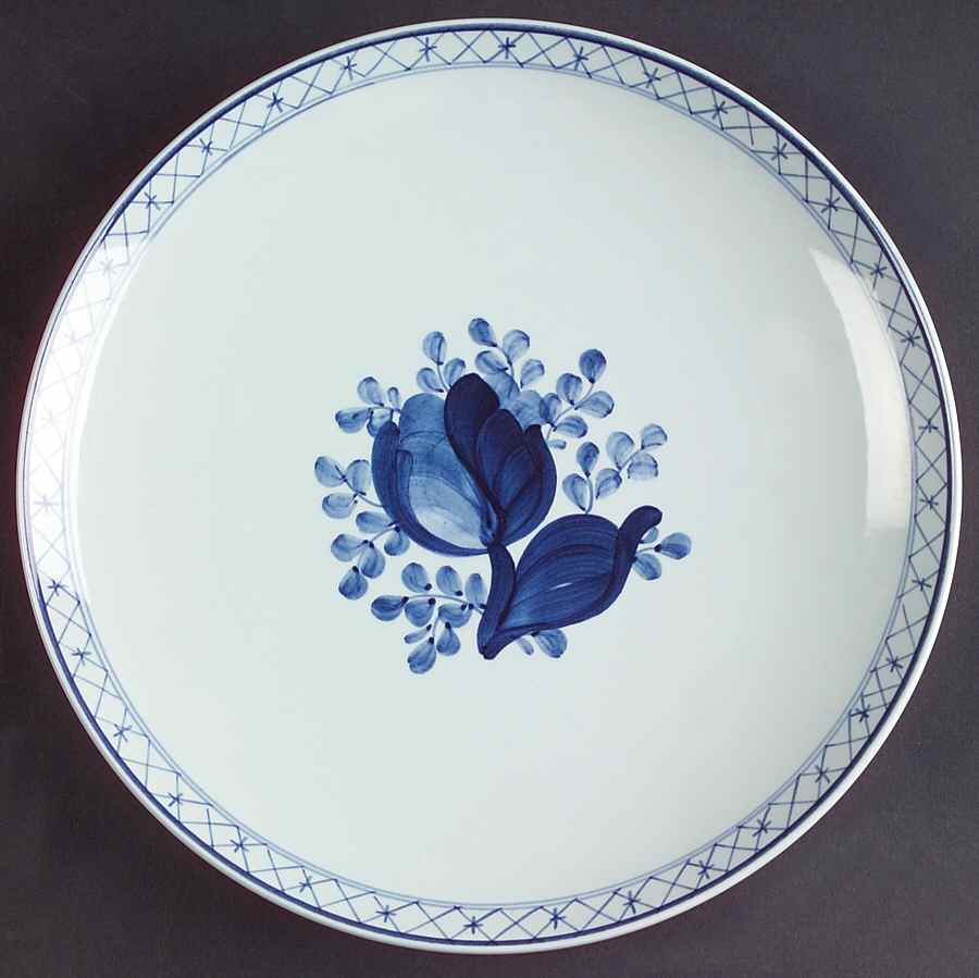 Tranquebar Blue (Rim, Narrow Lattice Band) Coupe Salad Plate by Royal Copenhagen-1