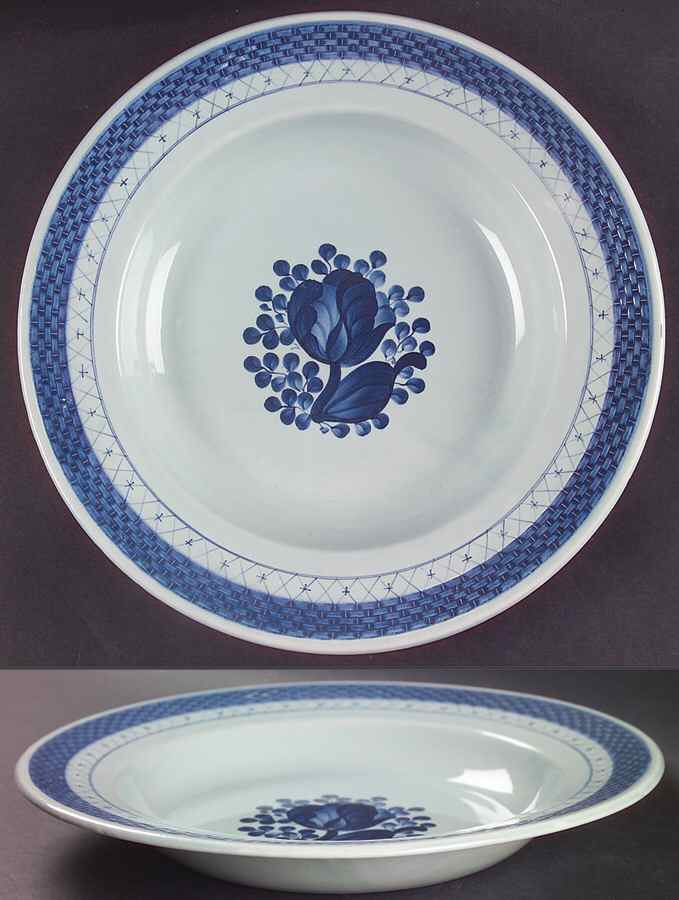 Tranquebar Blue (Rim, Wide Lattice Band) Rim Soup Bowl by Royal Copenhagen-1