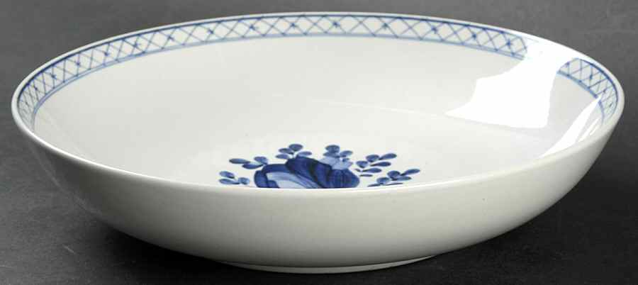 Tranquebar Blue (Rim, Narrow Lattice Band) Coupe Soup Bowl by Royal Copenhagen-1