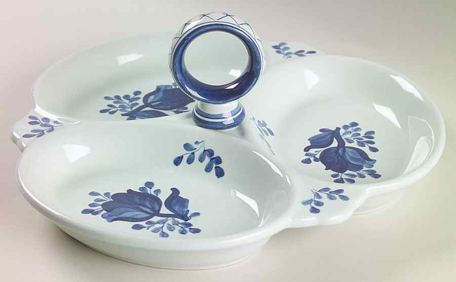 Tranquebar Blue (Rim, Wide Lattice Band) 3-Part Relish by Royal Copenhagen-1