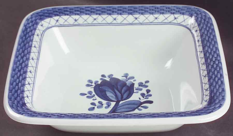 Tranquebar Blue (Rim, Wide Lattice Band) 10" Square Vegetable Bowl by Royal Copenhagen-1
