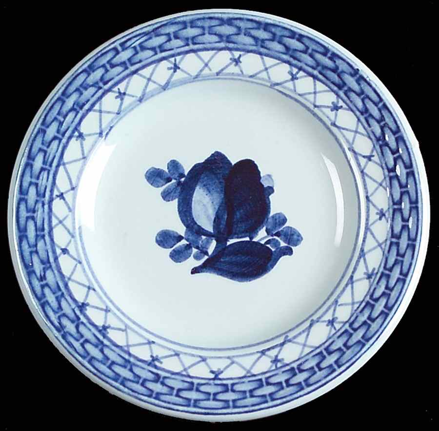 Tranquebar Blue (Rim, Wide Lattice Band) Butter Pat by Royal Copenhagen-1