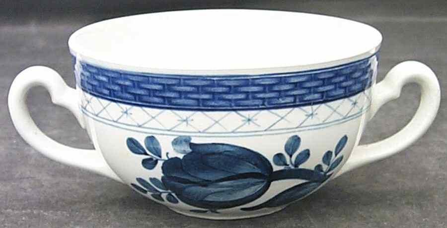 Tranquebar Blue (Rim, Wide Lattice Band) Flat Bouillon Cup by Royal Copenhagen-1