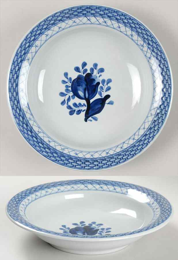 Tranquebar Blue (Rim, Wide Lattice Band) Rim Cereal Bowl by Royal Copenhagen-1